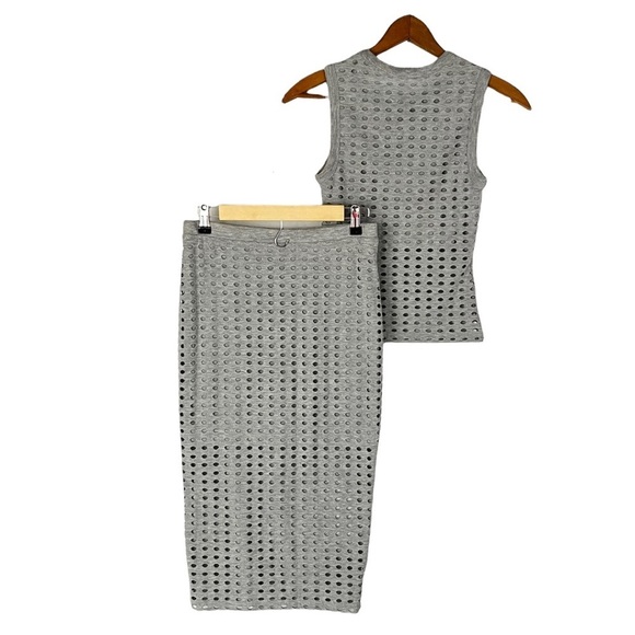 T by ALEXANDER WANG Netted Eyelet Jersey Skirt + Tank Matching Set - Picture 12 of 13